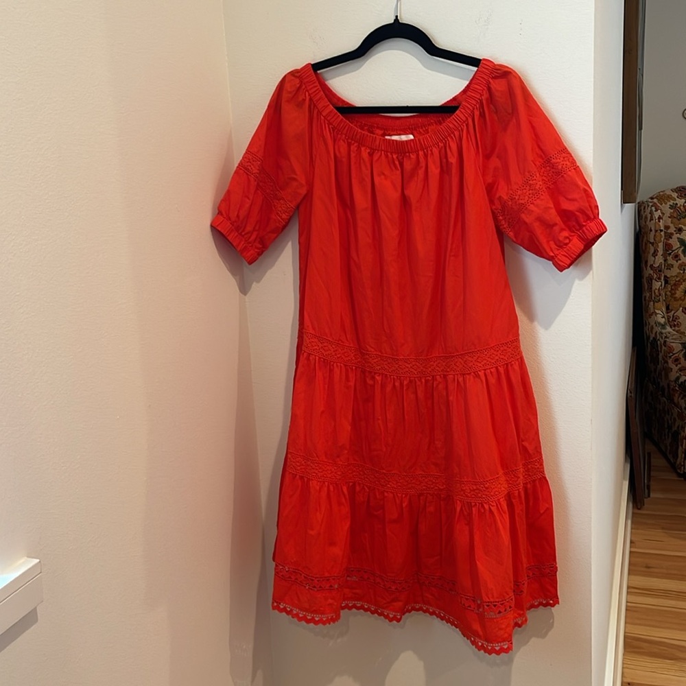 Kate Spade BROOME STREET off shoulder cherry red dress - Picture 3 of 7